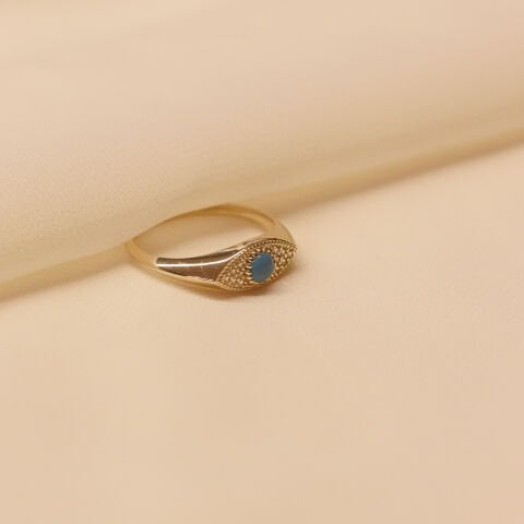 Firuze Taşlı Damla Modern Yüzük