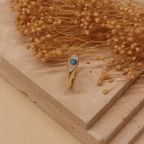 Firuze Taşlı Damla Modern Yüzük