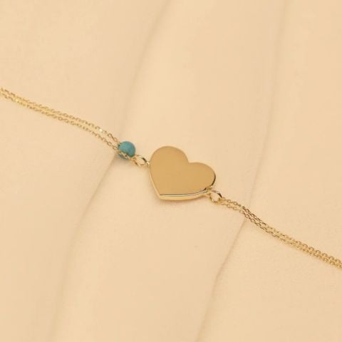 Kalp Firuze Minimal Bileklik