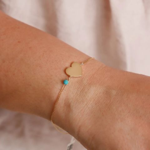 Kalp Firuze Minimal Bileklik