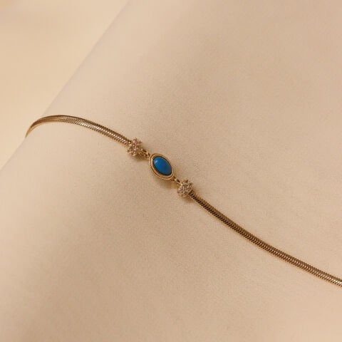 Balık Sırtı Firuze Minimal Bileklik