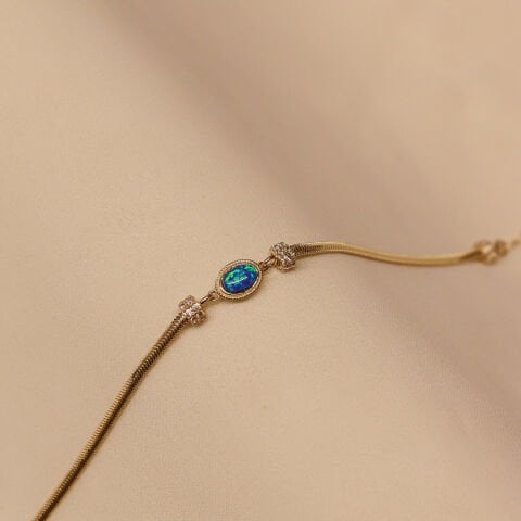 Balık Sırtı Opal Minimal Bileklik