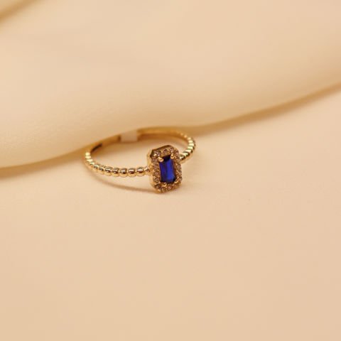 Safir Taşlı Minimal Yüzük