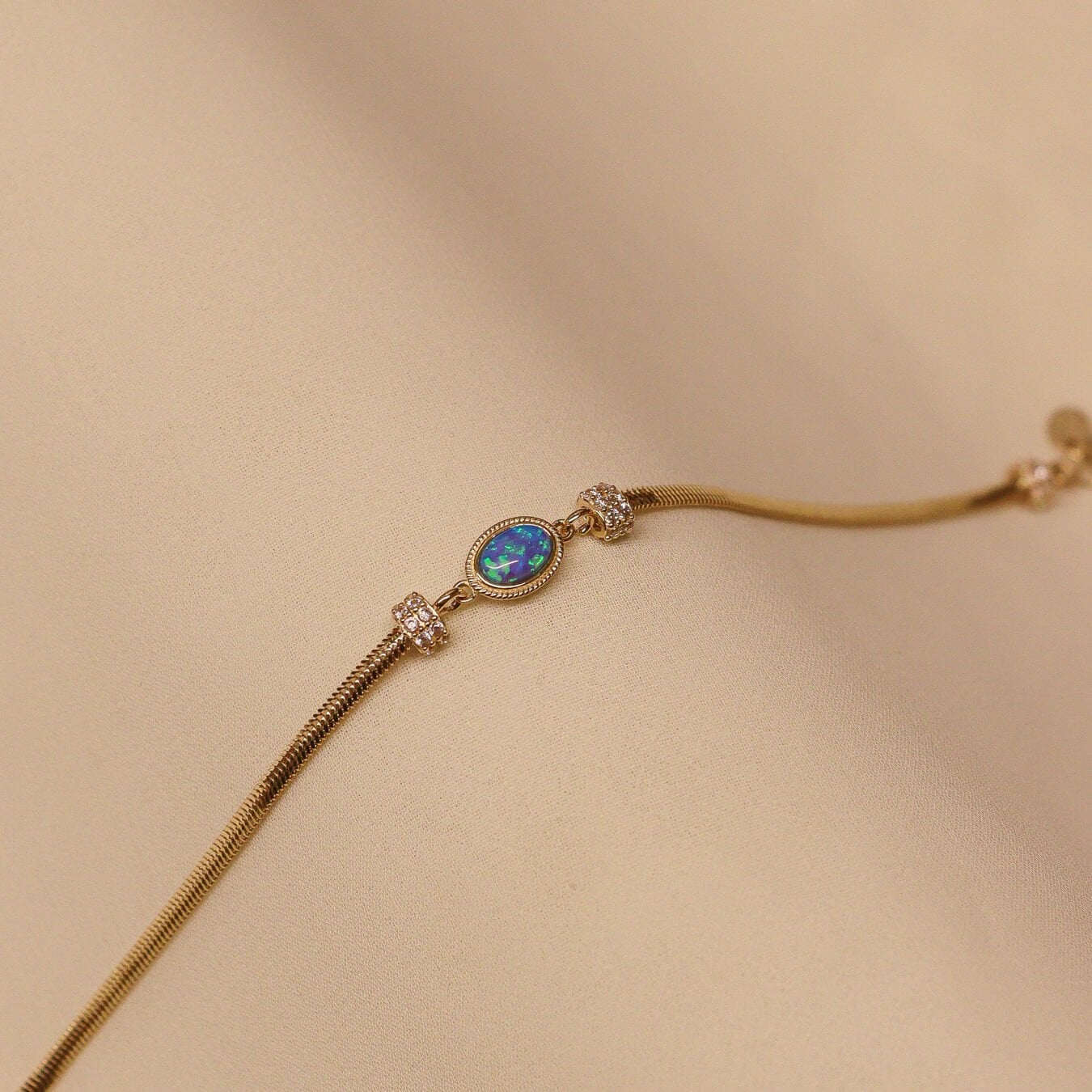 Mavi Opal Balık Sırtı Minimal Bileklik