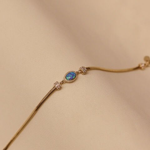 Mavi Opal Balık Sırtı Minimal Bileklik