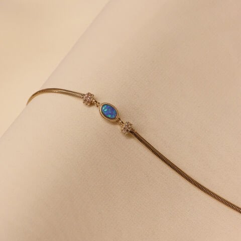 Mavi Opal Balık Sırtı Minimal Bileklik