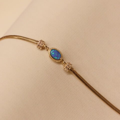 Mavi Opal Balık Sırtı Minimal Bileklik