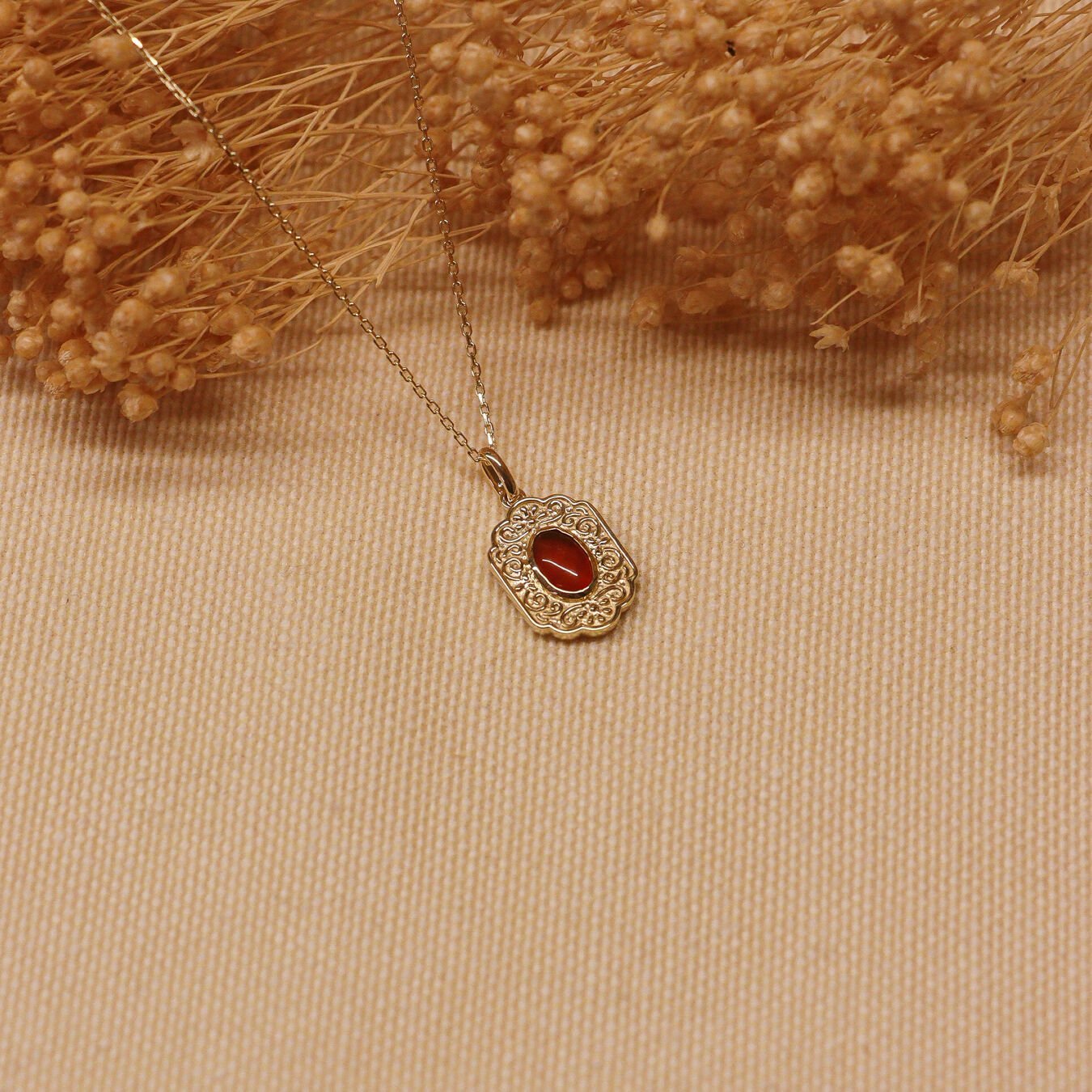 Retro Akik Minimal Kolye