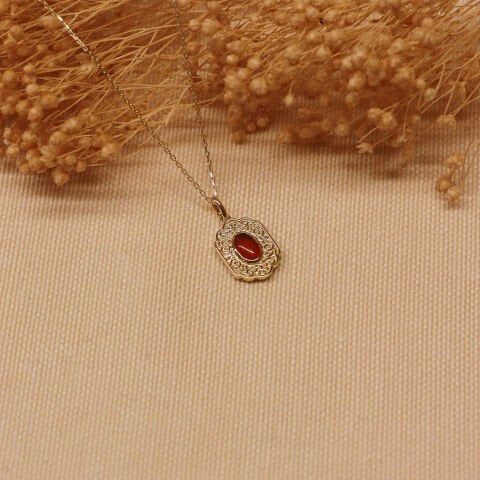 Retro Akik Minimal Kolye