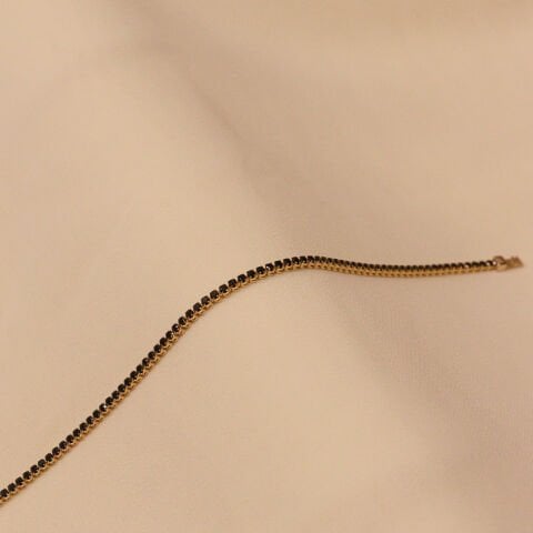 Siyah Taşlı Su Yolu Modern Bileklik