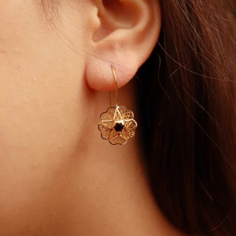 Yakut Taşlı M Gül Tel Küpe