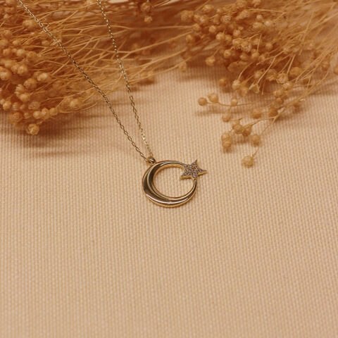 Ay Yıldız Minimal Kolye