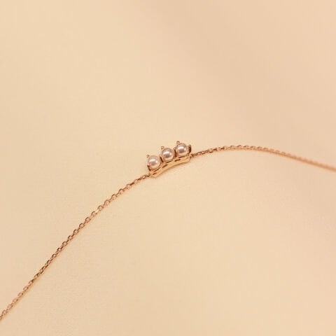Üç İnci Rose Minimal Bileklik
