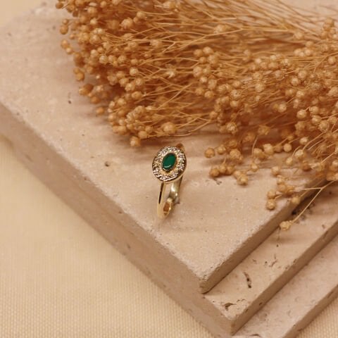 Dövme Plaka Yeşim Minimal Yüzük