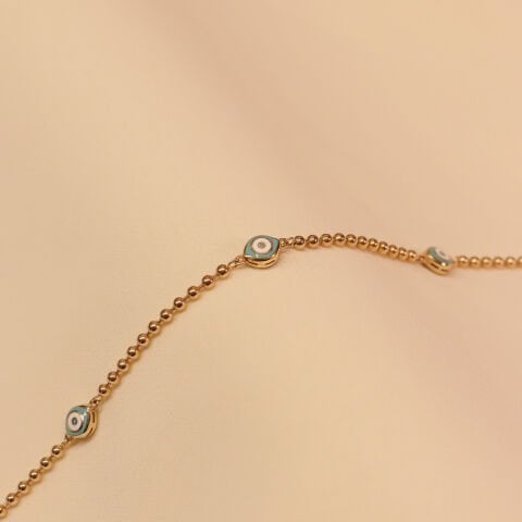 Golf Zincirli Üç Mineli Göz Modern Bileklik