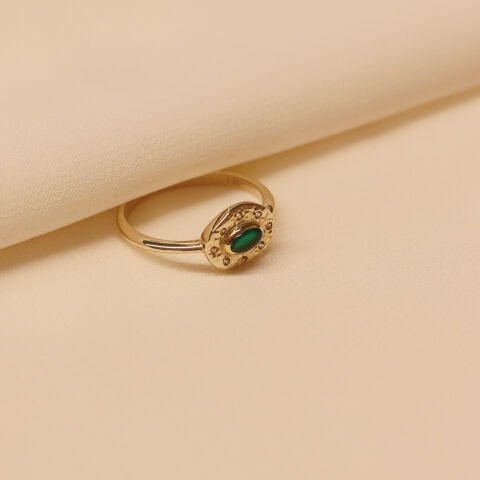 Dövme Plaka Yeşim Minimal Yüzük