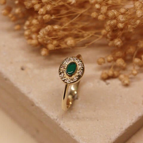 Dövme Plaka Yeşim Minimal Yüzük