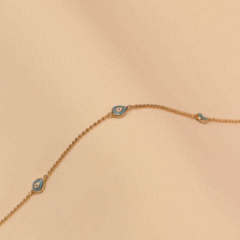 Golf Zincirli Üç Damla Mineli Göz Modern Bileklik