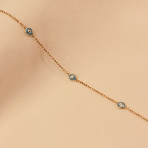 Golf Zincirli Üç Damla Mineli Göz Modern Bileklik