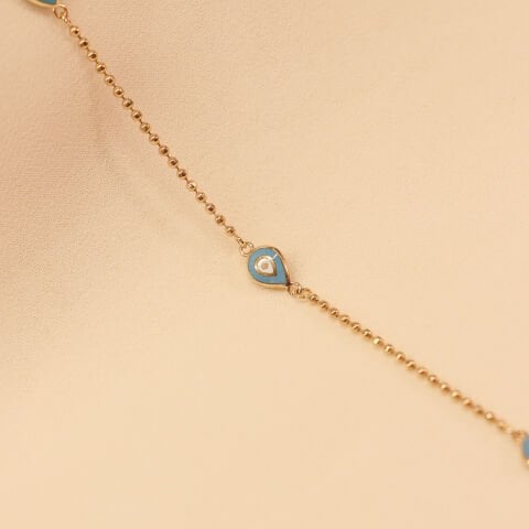 Golf Zincirli Üç Damla Mineli Göz Modern Bileklik