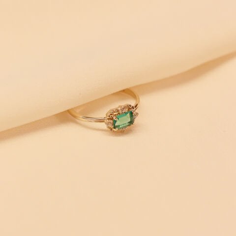 Vintage Dikdörtgen Çerceve Taşlı Minimal Yüzük