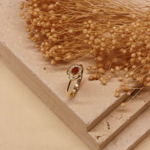 Dövme Plaka Akik Minimal Yüzük