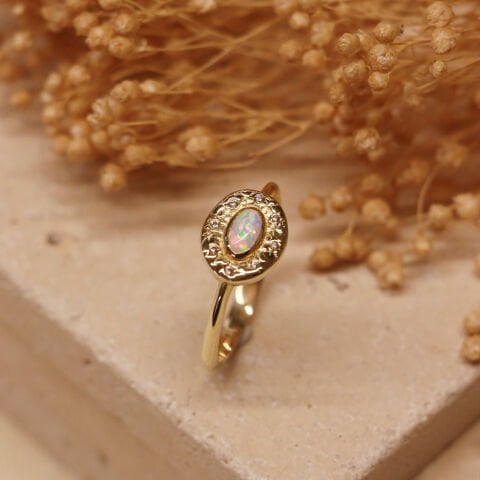 Dövme Plaka Opal Minimal Yüzük