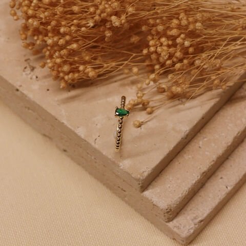 Damla Zümrüt Minimal Yüzük