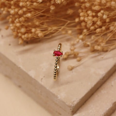 Damla Yakut Minimal Yüzük