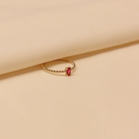 Damla Yakut Minimal Yüzük