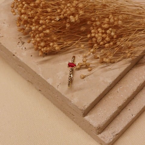 Damla Yakut Minimal Yüzük