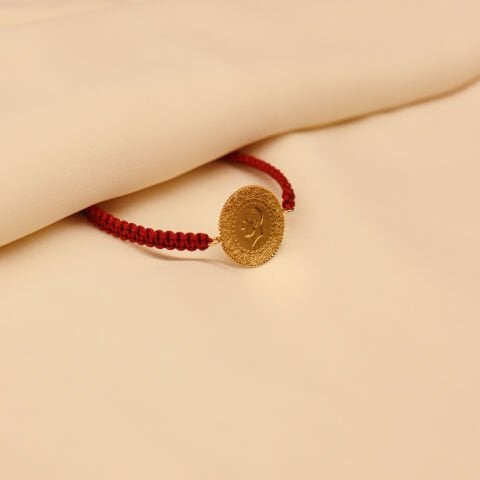 Bordo İpli Çeyrekli Bileklik