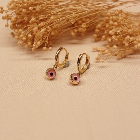 4 mm Pembe Göz Sallantılı Küpe
