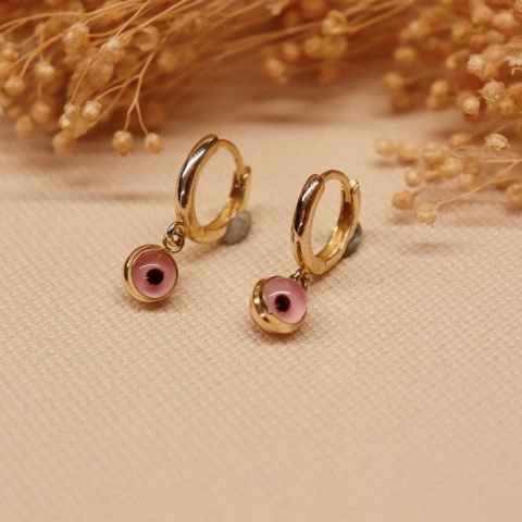 4 mm Pembe Göz Sallantılı Küpe