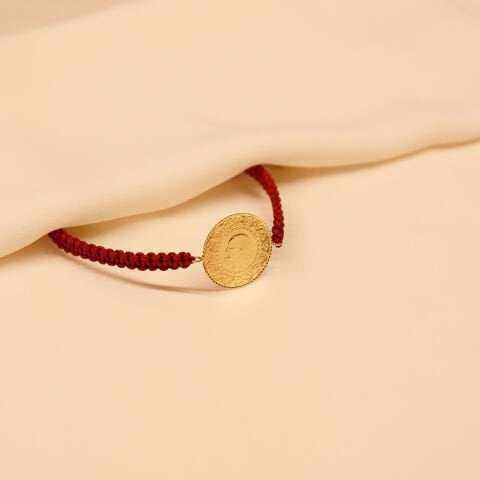 Bordo İpli Çeyrekli Bileklik