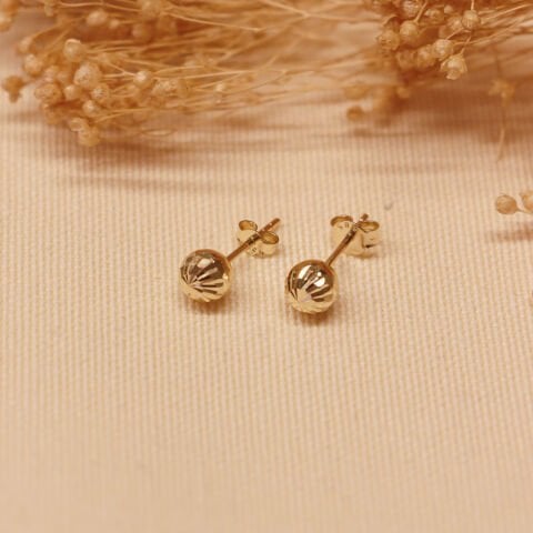 6 Mm Desenli Top Vidalı Küpe