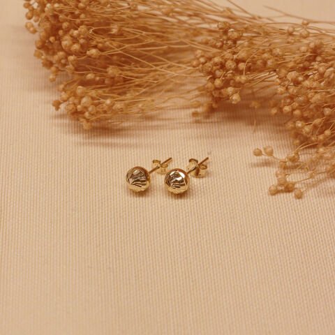 7 Mm Desenli Top Vidalı Küpe