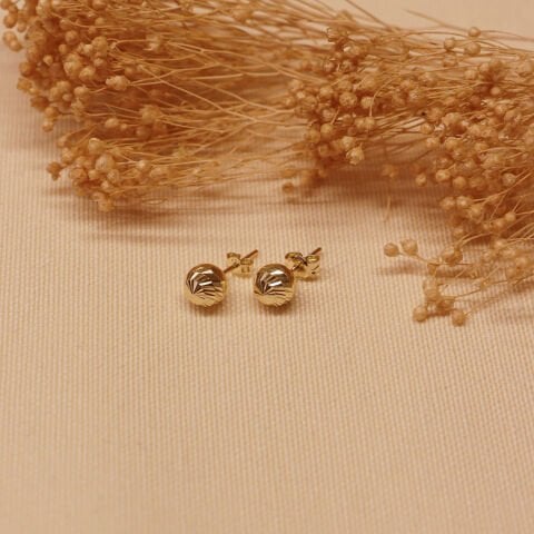 8 Mm Desenli Top Vidalı Küpe