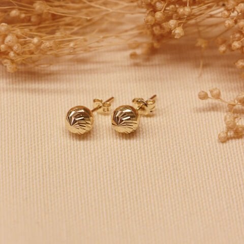 8 Mm Desenli Top Vidalı Küpe