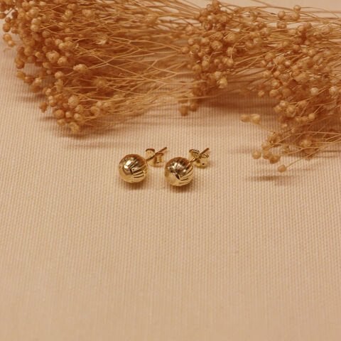 8 Mm Desenli Top Vidalı Küpe