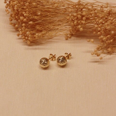 8 Mm Desenli Top Vidalı Küpe