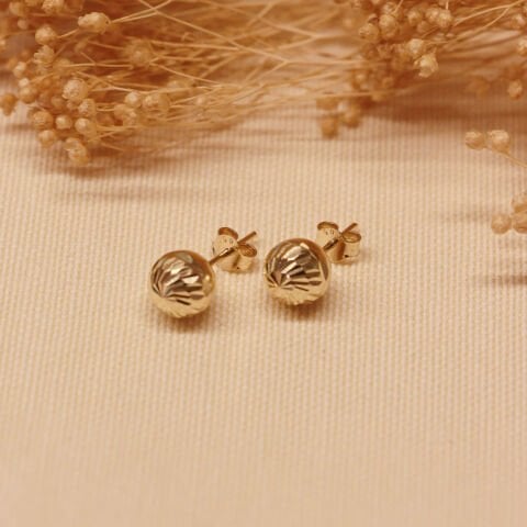 8 Mm Desenli Top Vidalı Küpe