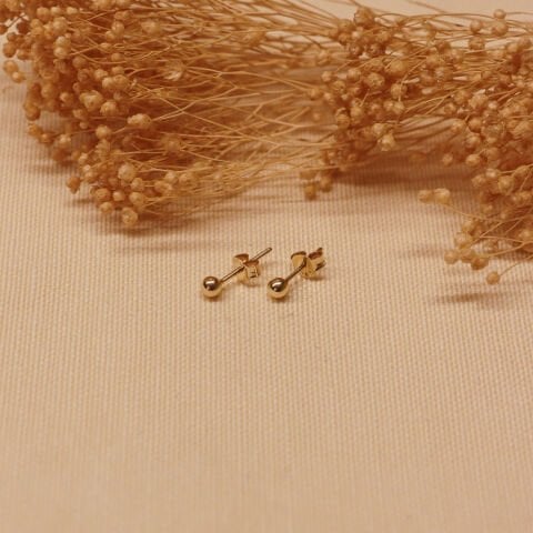 3 Mm Parlak Top Vidalı Küpe