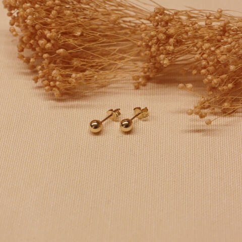 5 Mm Parlak Top Vidalı Küpe