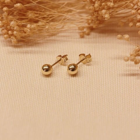 5 Mm Parlak Top Vidalı Küpe