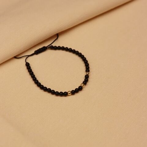 Parlak Toplu Oniks Minimal Bileklik