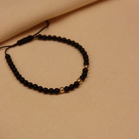 Parlak Toplu Oniks Minimal Bileklik