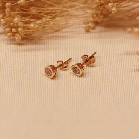 5 Mm Rose Sıvama Tektaş Vidalı Küpe