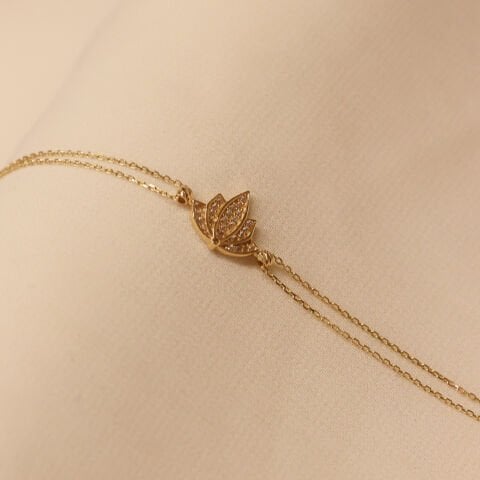 Forse Zincirli Lotus Minimal Bileklik