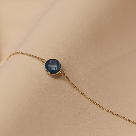 Forse Zincirli Blue Aura Minimal Bileklik